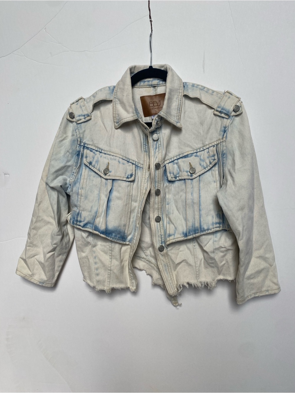 BBJ Light Cream & Blue Washed Denim Jacket (S)